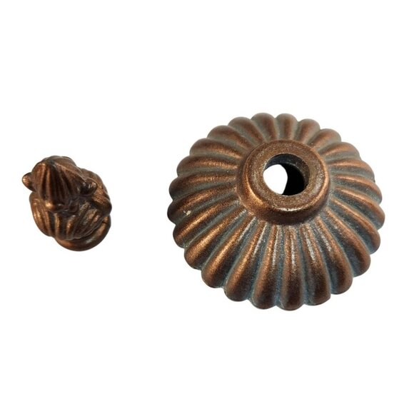 Vintage Ceiling Light Fixture Frosted Glass & Brass Dome With Floral Design 13 i - Picture 4 of 14